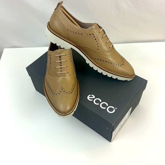 Ecco Incise Taupe Leather Lace-Up, Wing-Tip Contemp.  Oxford EU 42 Men 8… - Picture 8 of 13